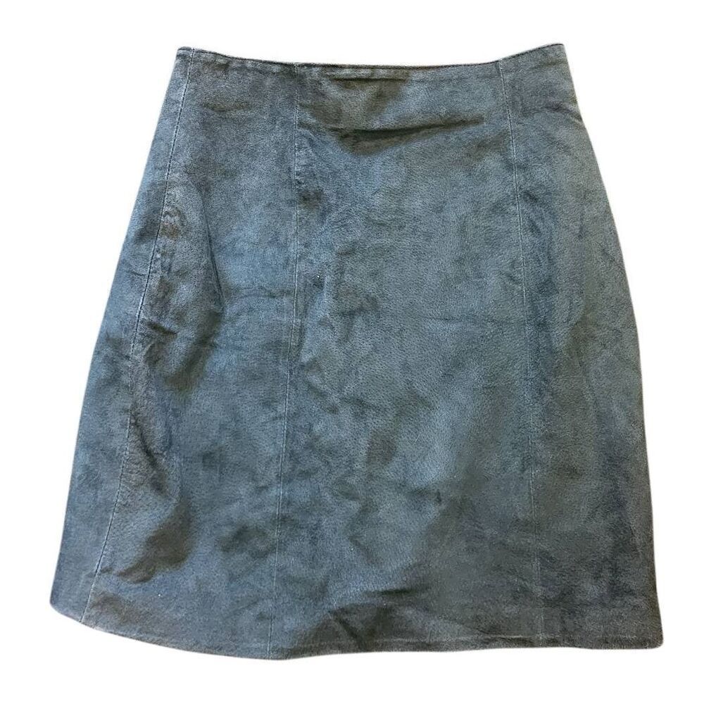 Vintage Wilson's Leather Skirt Women's XS Green Suede Leather Pencil Knee Zip